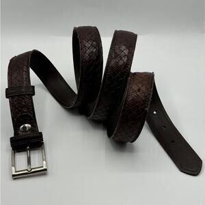 Argentina Mens Designer Brown Woven Leather Dress Casual Belt Vaca Luppi Sz 120